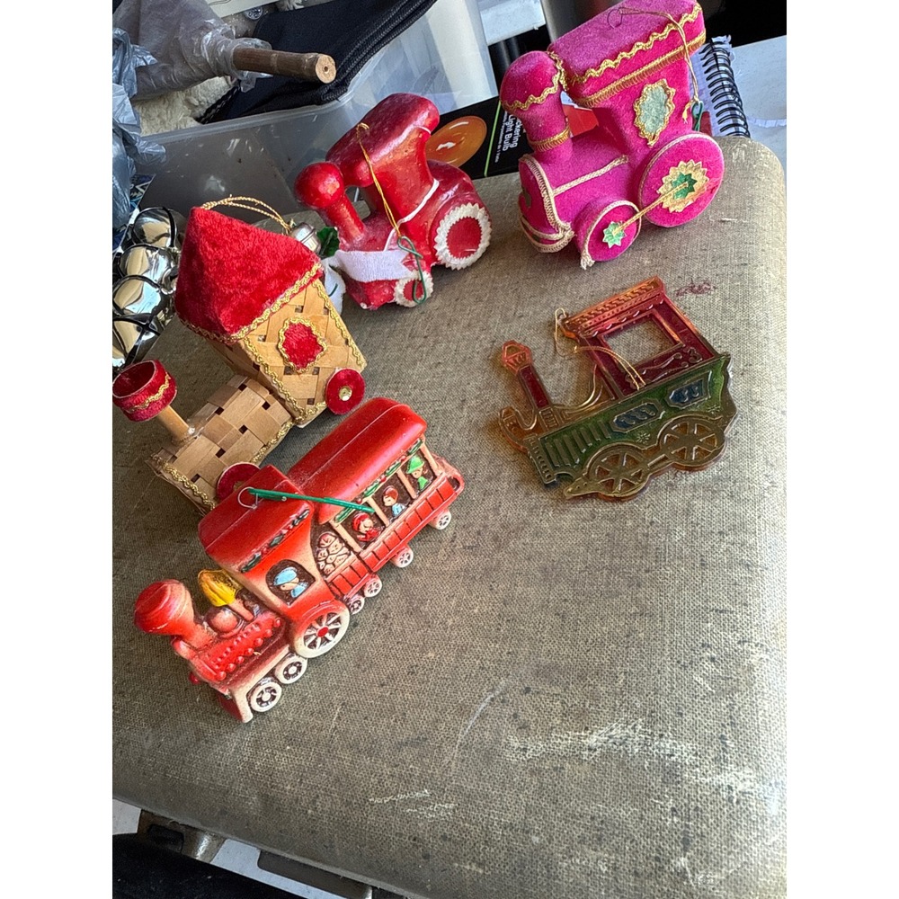 Vintage Train Christmas Ornaments Lot, Unique‎ Styles, Nostalgic Holiday Decor